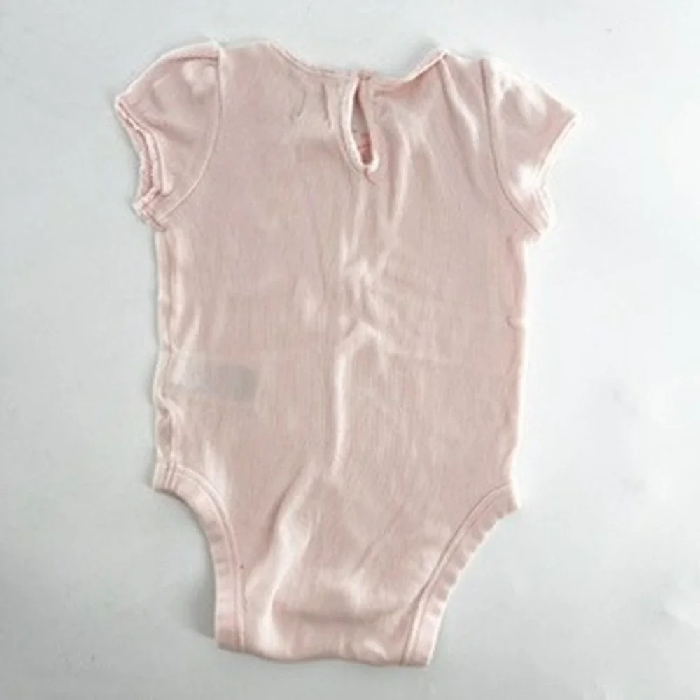 Baby Girl Gap Pink Ribbed Flutter Sleeve‎ Snap Bottom Bodysuit 18-24 Months